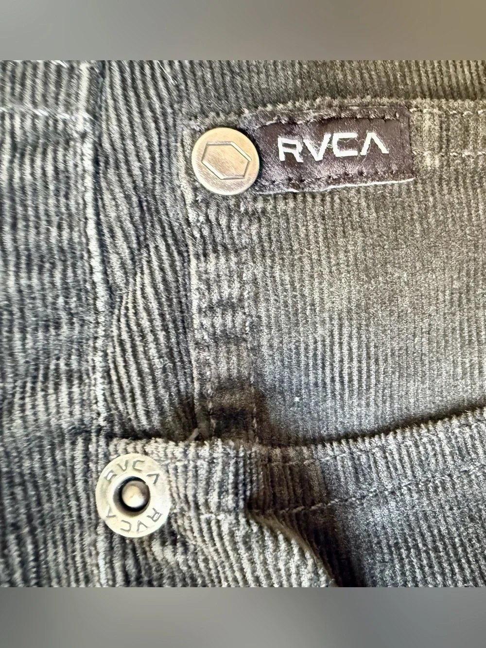 RVCA Daggers Fit Corduroy Pants Mens 29 Washed Black Stretch Straight Leg